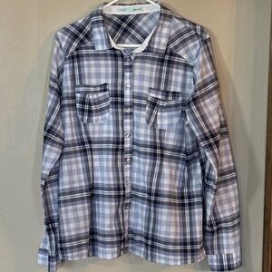 Maurices Light Blue and White Checkered Shirt